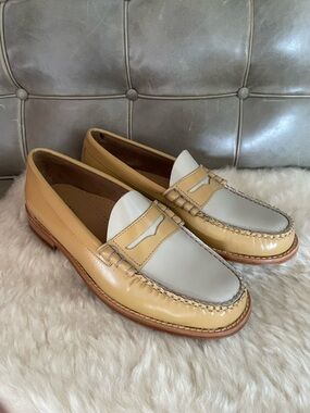 GH Bass Weejans Men's Two-Tone Tan and Cream Penny Loafers Sz 8.5M